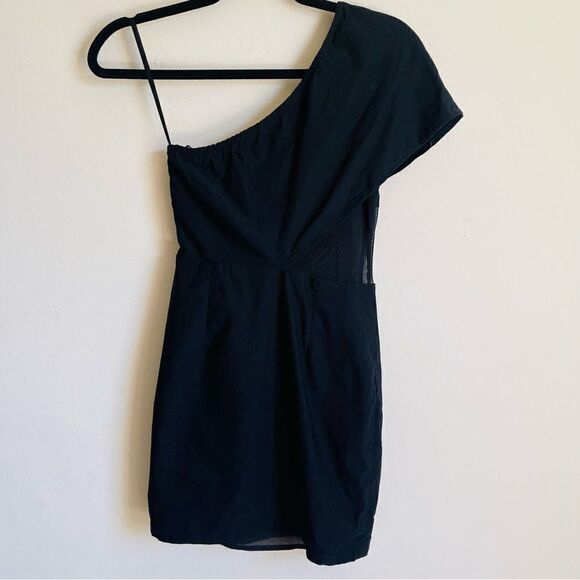 SUPERDOWN Danielle Black Mesh One Shoulder Mini Dress Small - Picture 9 of 11